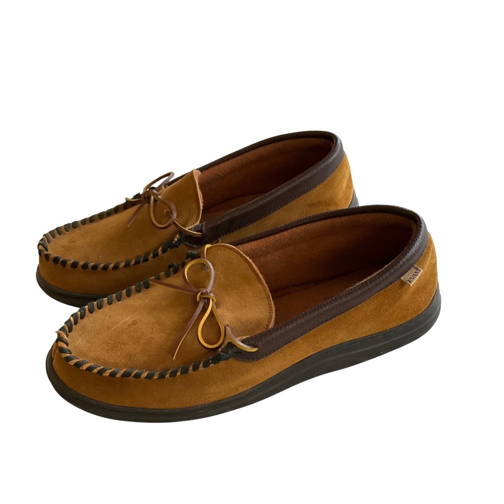 L.B. Evans‎ Moccasin Slippers Mens 15 Brown Suede Leather